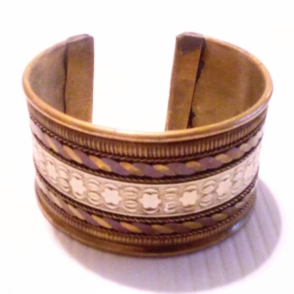 Vintage Mixed Metal Boho Inspired Cuff Bracelet - Picture 3 of 5